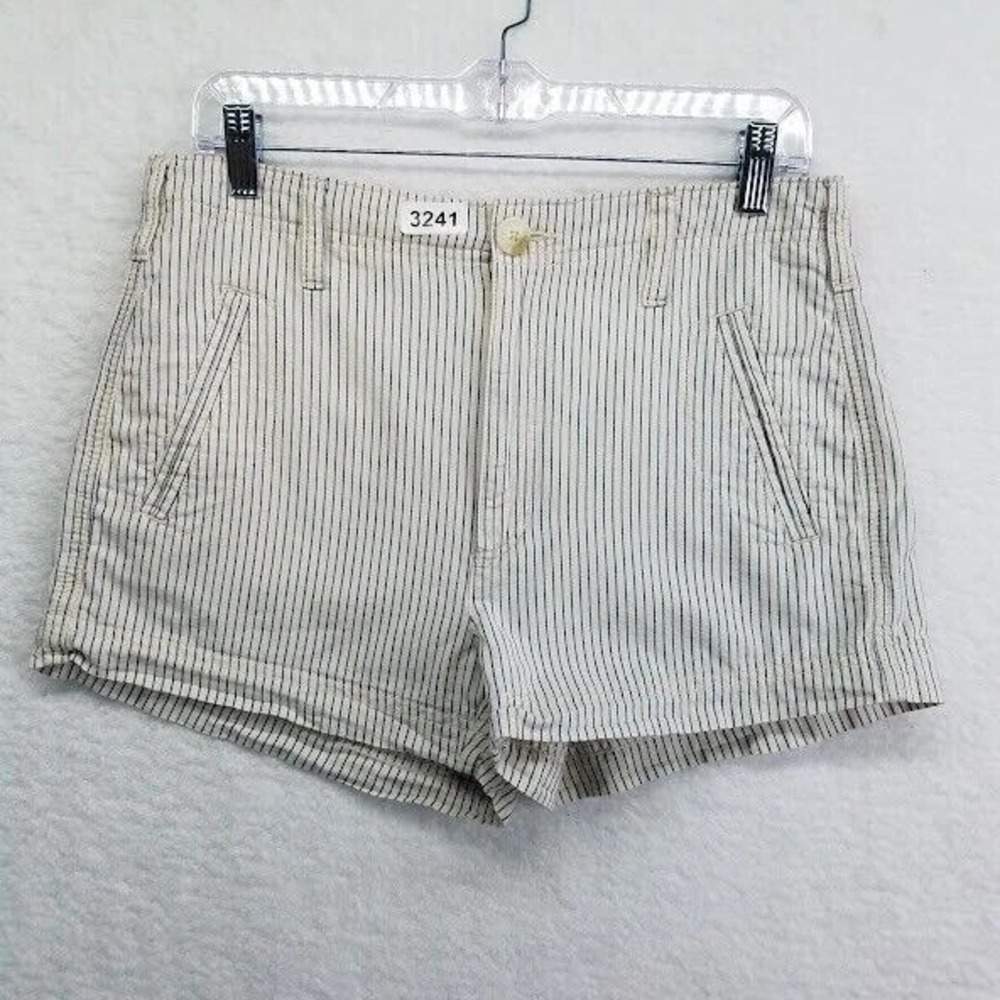 American Eagle Outfitters Women's Size 6 Pinstripe High Rise Denim Shorts Cream